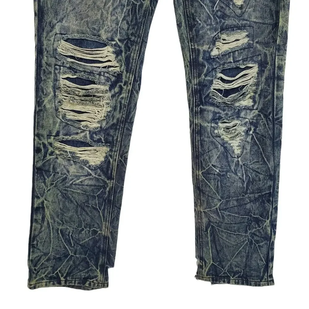 Brooklyn Xpress | 32x32 Trashed Distressed Slim Straight Leg Jeans Grunge - Picture 4 of 9
